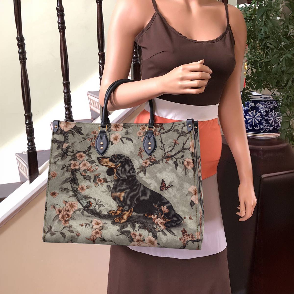 Dachshund Leather Bag Royal Garden Romp