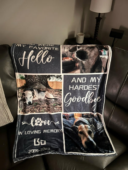 Artsadd Personalized Blanket with Picture in Memory of Dog Custom Photo Blanket Memorial Pet Loss Sympathy Gift, Christmas Gift, Blanket For Gift