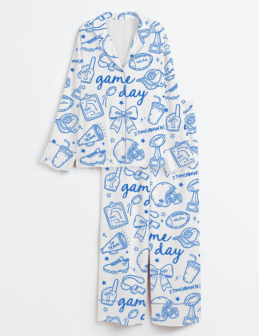 Women’s Football Game Day Long Sleeve Satin Pajama Set