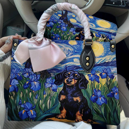 Leather Bag Irish Starry Night Dachshund Delight