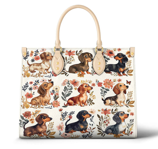 Dachshund Leather Bag Garden Escape
