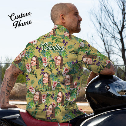 Custom Face Shirt with Text Men's Hawaiian Shirt Fashion Apparel