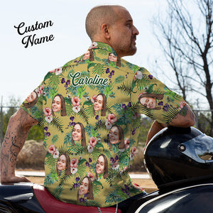 Custom Face Shirt with Text Men's Hawaiian Shirt Fashion Apparel