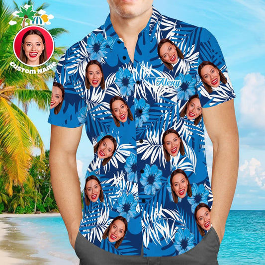 Léine Aghaidh an Chustaim le Léine Haváíais na bhFear Téacs do Bhuachaill nó Fear céile