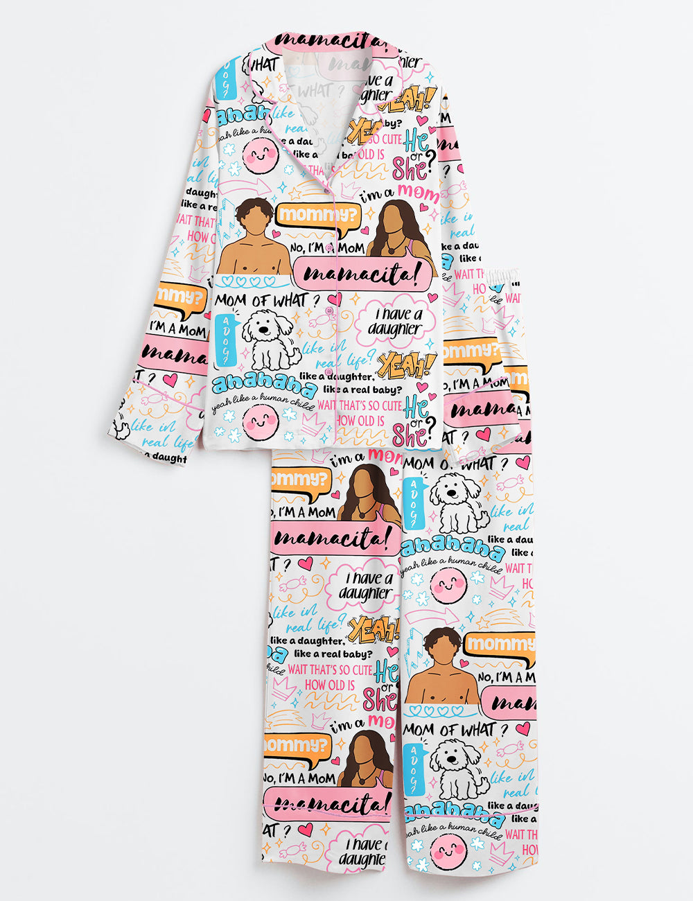 Women’s Mommy Mamacita Quote I'm a Mommy Mamacita Funny Huda Quote Reality TV Fans Print Long Sleeve Satin Pajama Set