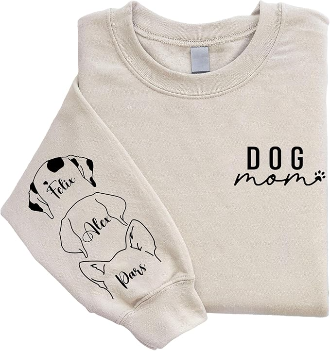 Custom Dog Mom Sweatshirt, Personalized Dog Lover Gift, Birthday for Mom
