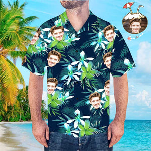 Custom Hawaiian Shirt with Face Custom Dog Face Hawaiian Shirt Leaves Tropical Shirts