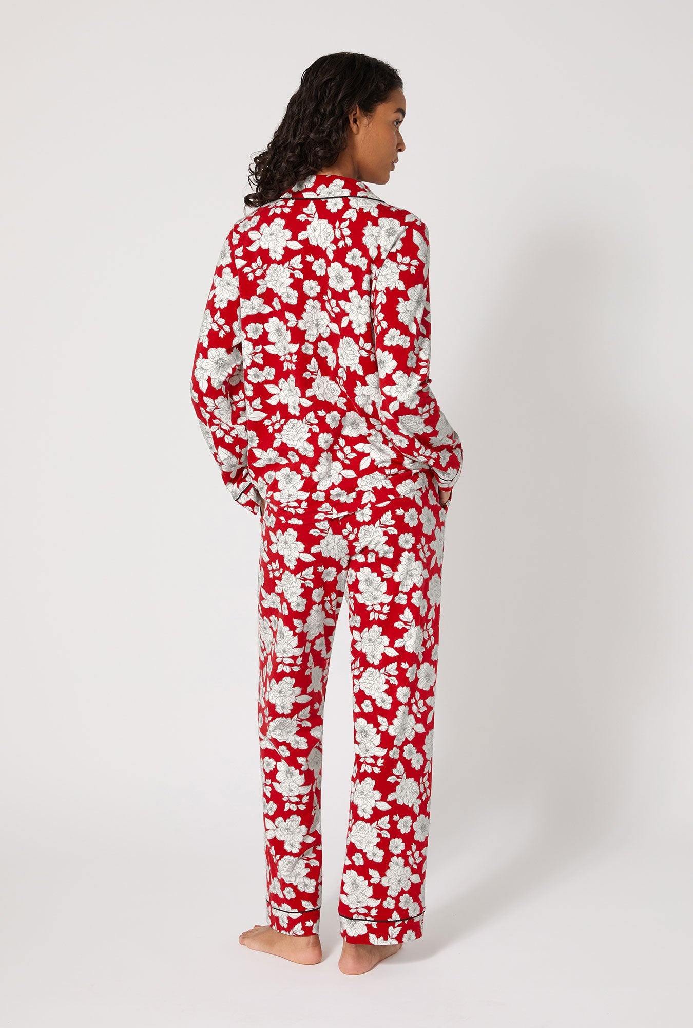 Floral Charm Long Sleeve Classic Stretch Jersey Pj Set