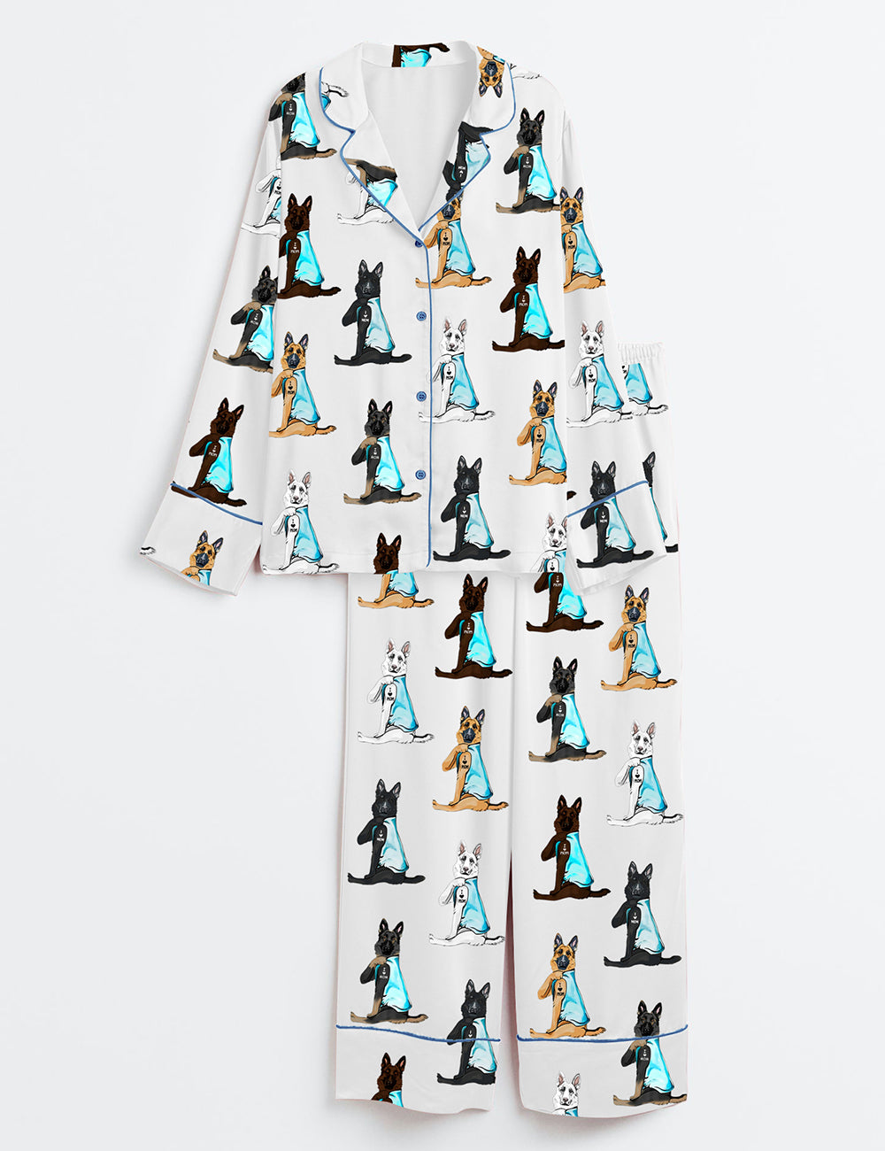 Women’s German Shepherd I Love Mom German Shepherd Dog Lover Dog Mom Print Long Sleeve Satin Pajama Set