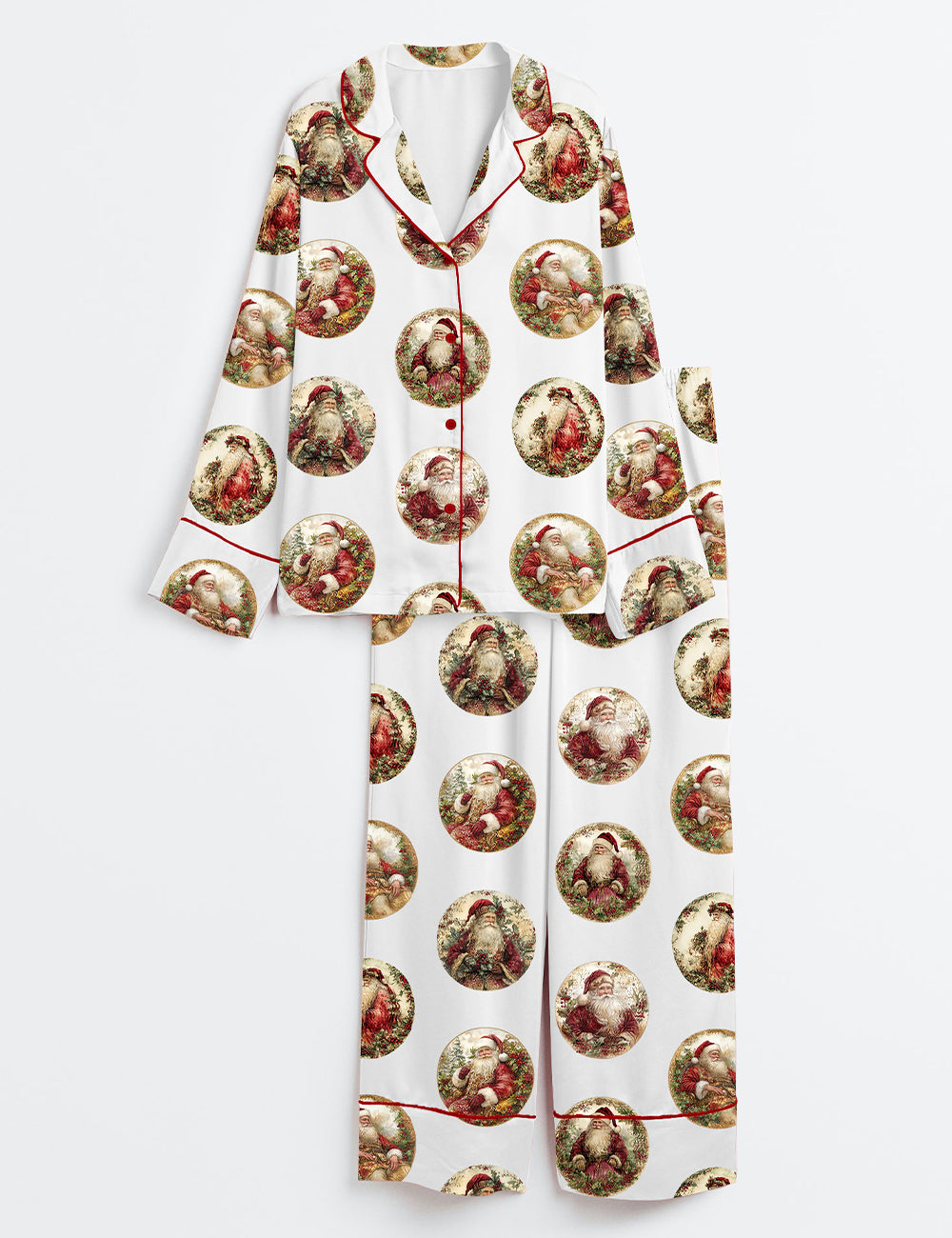 Women’s Christmas Santa Long Sleeve Satin Pajama Set