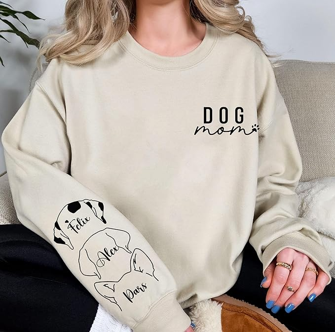 Custom Dog Mom Sweatshirt, Personalized Dog Lover Gift, Birthday for Mom