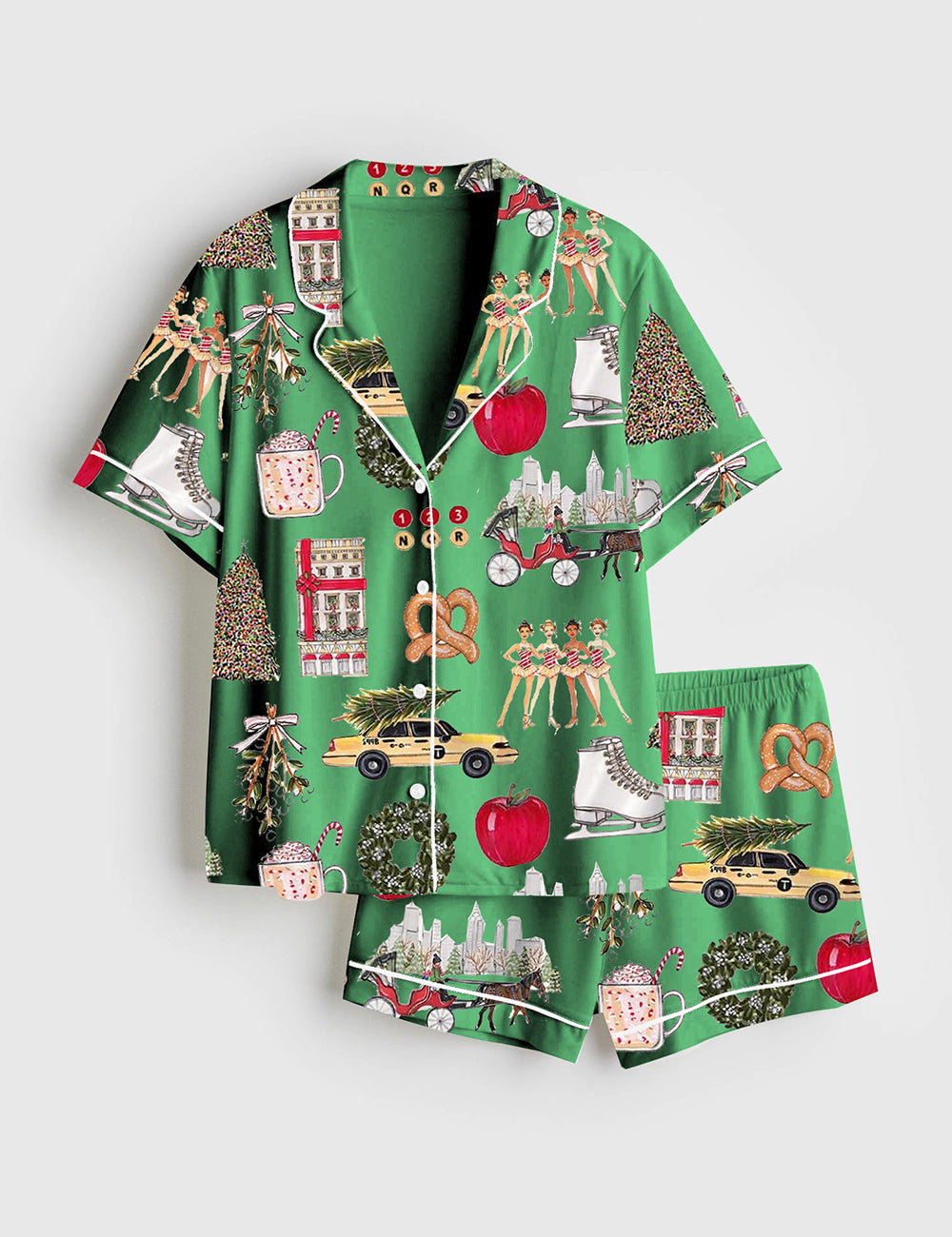 Women's Christmas In New York Satin Family Pajama Set