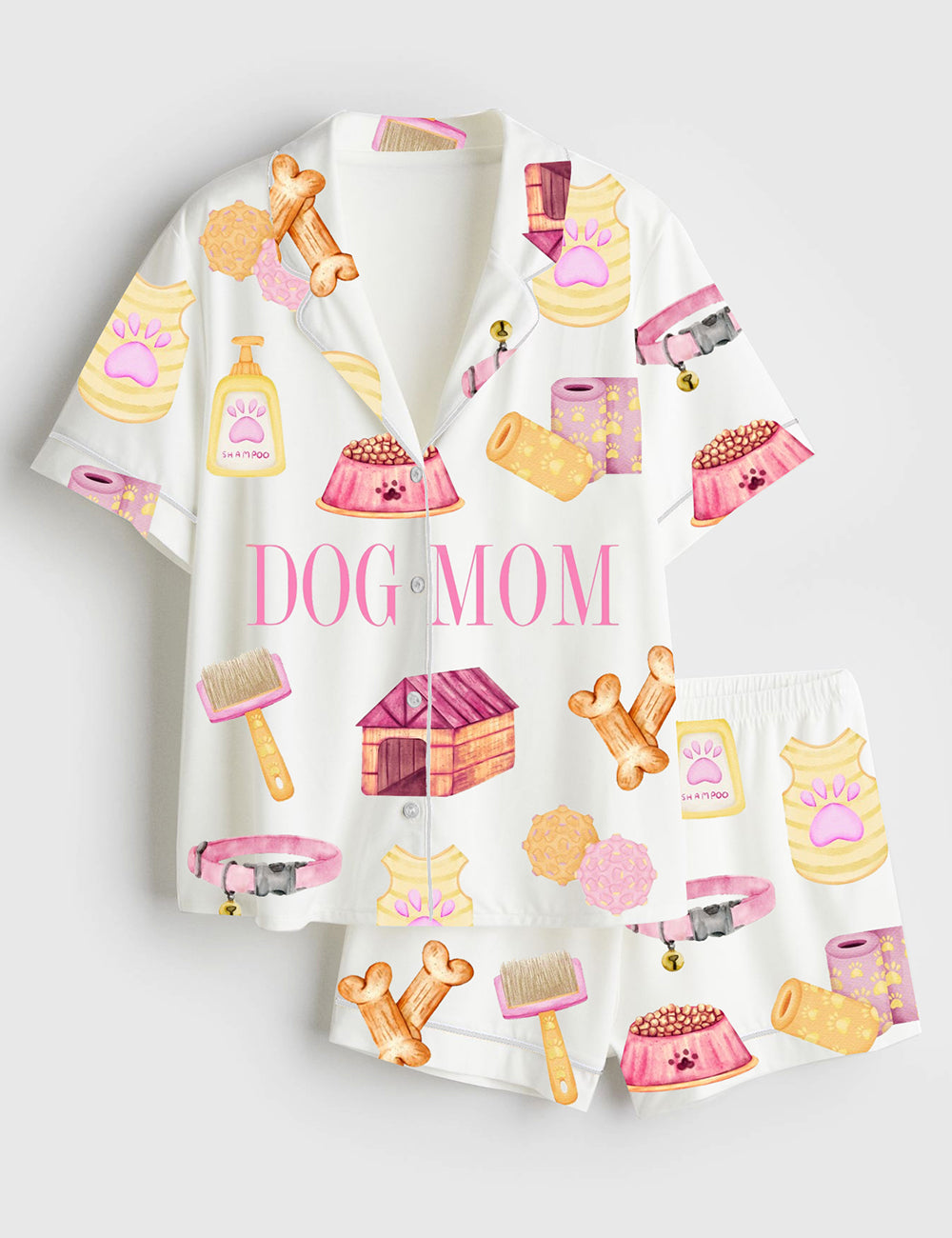 Women’s Dog Mom Stuff Dog Mama Short Sleeve Satin Pajama Set