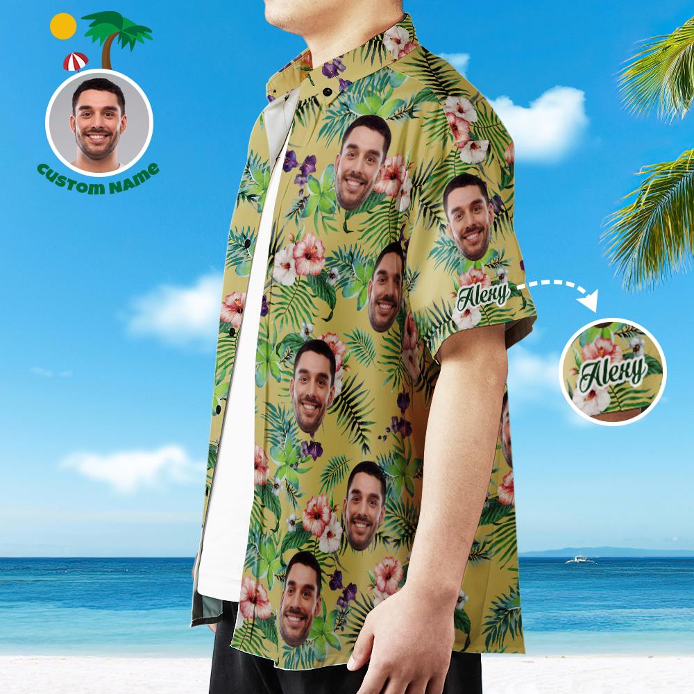 Léine Aghaidh an Chustaim le Téacs Éadaí Faisean Léine Haváís bhFear