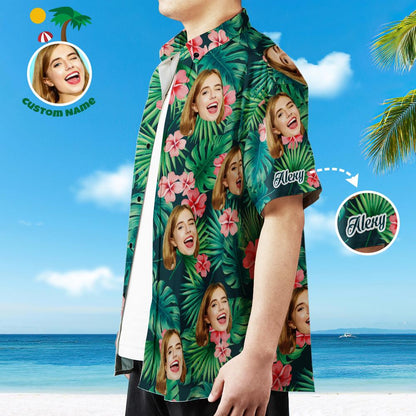 Léine Aghaidh an Chustaim le Bláthanna Dearg Léine Haváís na bhFear Téacs