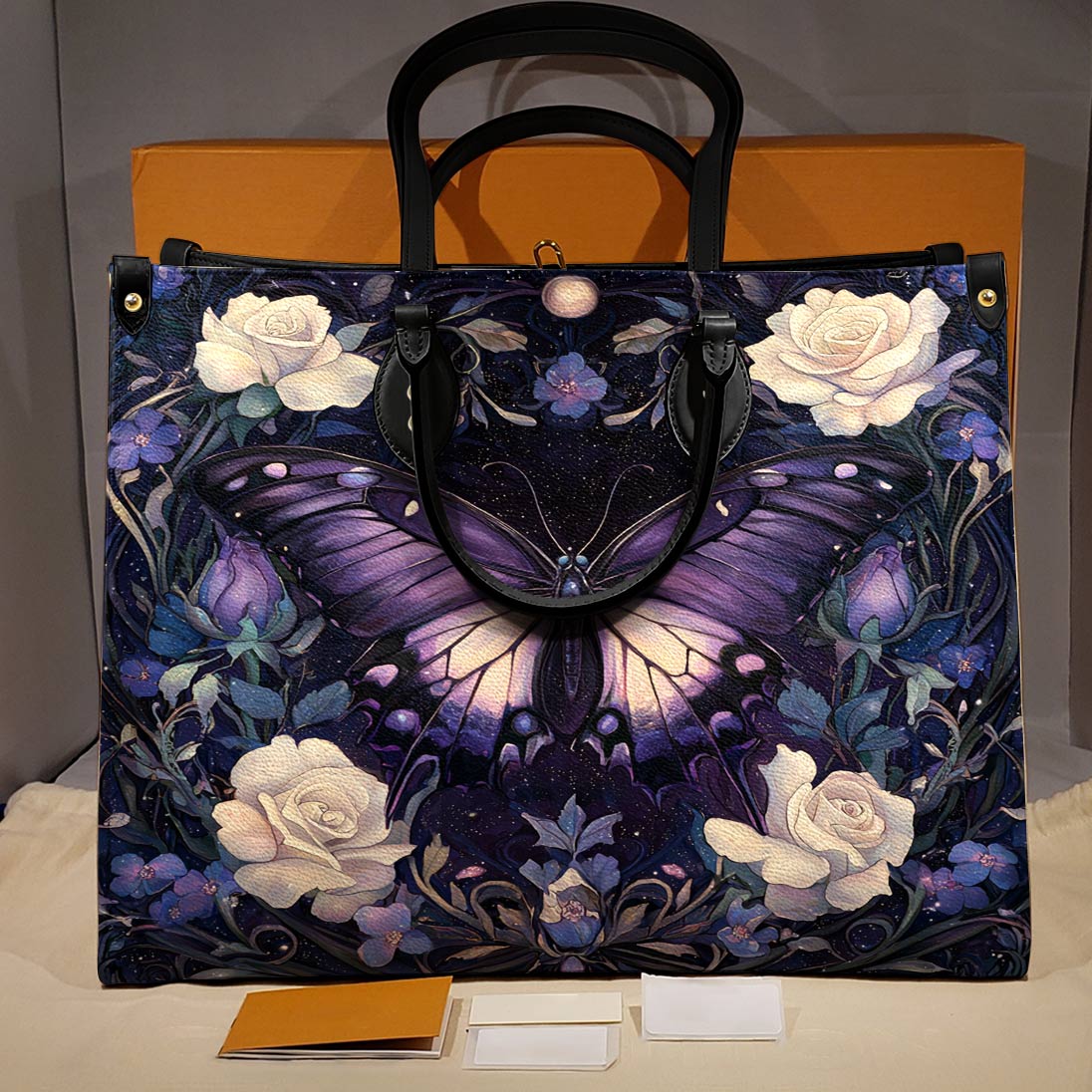 Butterfly Leather Bag Celestial Rose Garden
