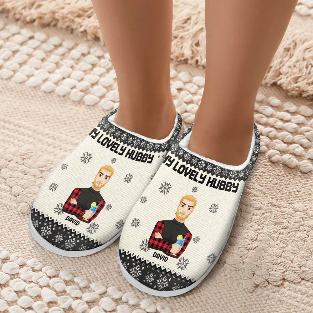 Flat Art Family Grandparents, Parents, Kids, Friends - Personalized Fluffy Slippers