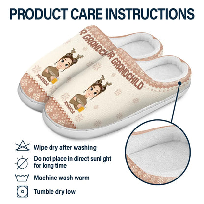 Flat Art Family Grandparents, Parents, Kids, Friends - Personalized Fluffy Slippers