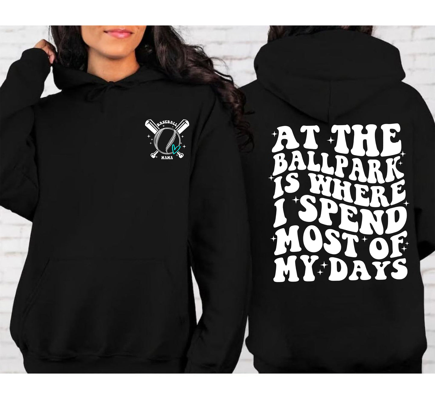 At The Ballpark Is Where I Spend Most Of My Days Hoodie, Baseball Mom Shirt, Boys Baseball, Trendy Baseball, Baseball Sweatshirt, Mom Shirt