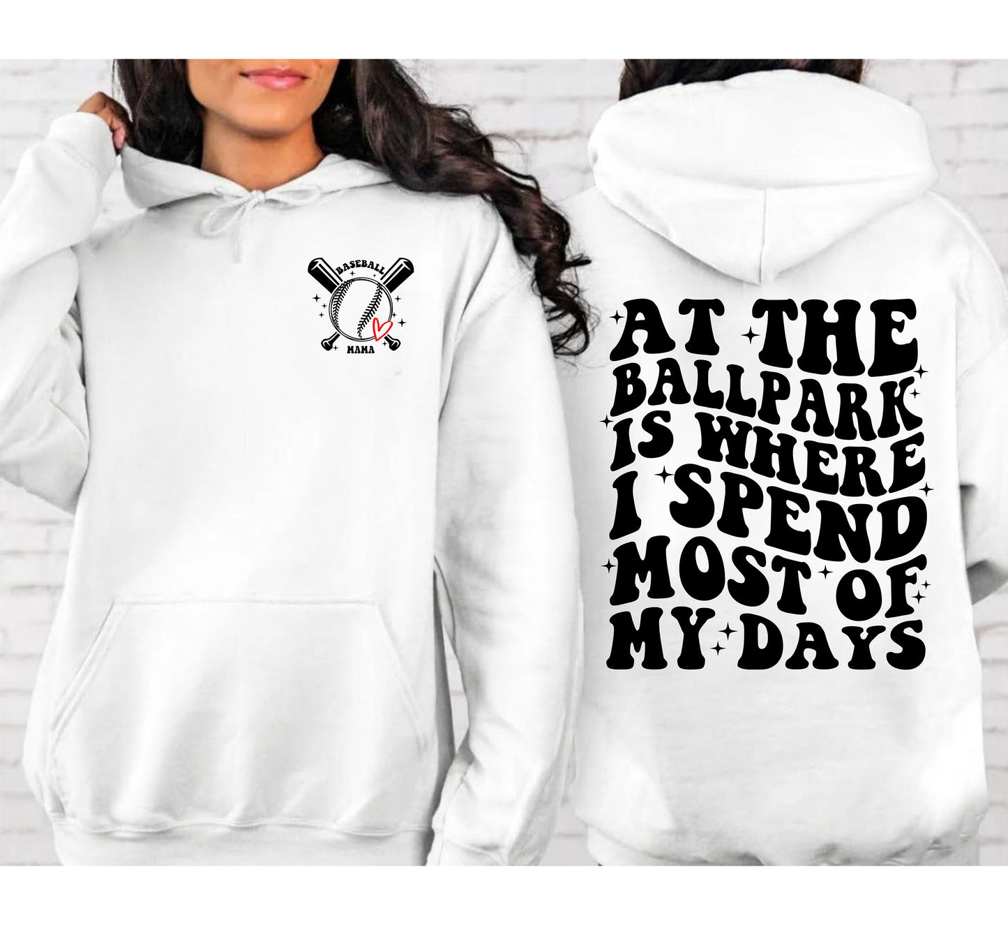 At The Ballpark Is Where I Spend Most Of My Days Hoodie, Baseball Mom Shirt, Boys Baseball, Trendy Baseball, Baseball Sweatshirt, Mom Shirt