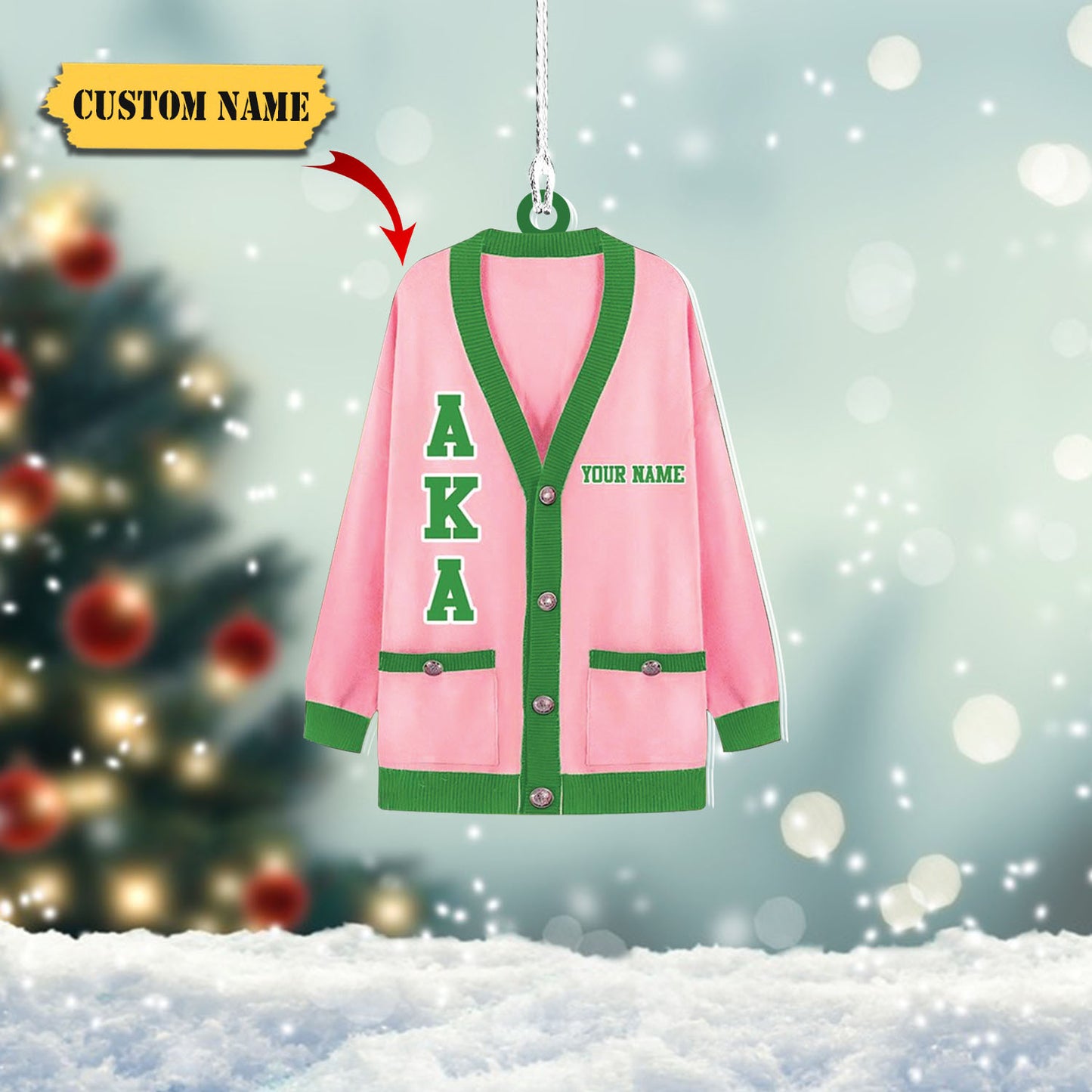 Alpha kappa alpha christmas ornaments - AKA Custom Shaped Ornament, Custom Christmas Ornament, Ornament Christmas, Ornament For Gift