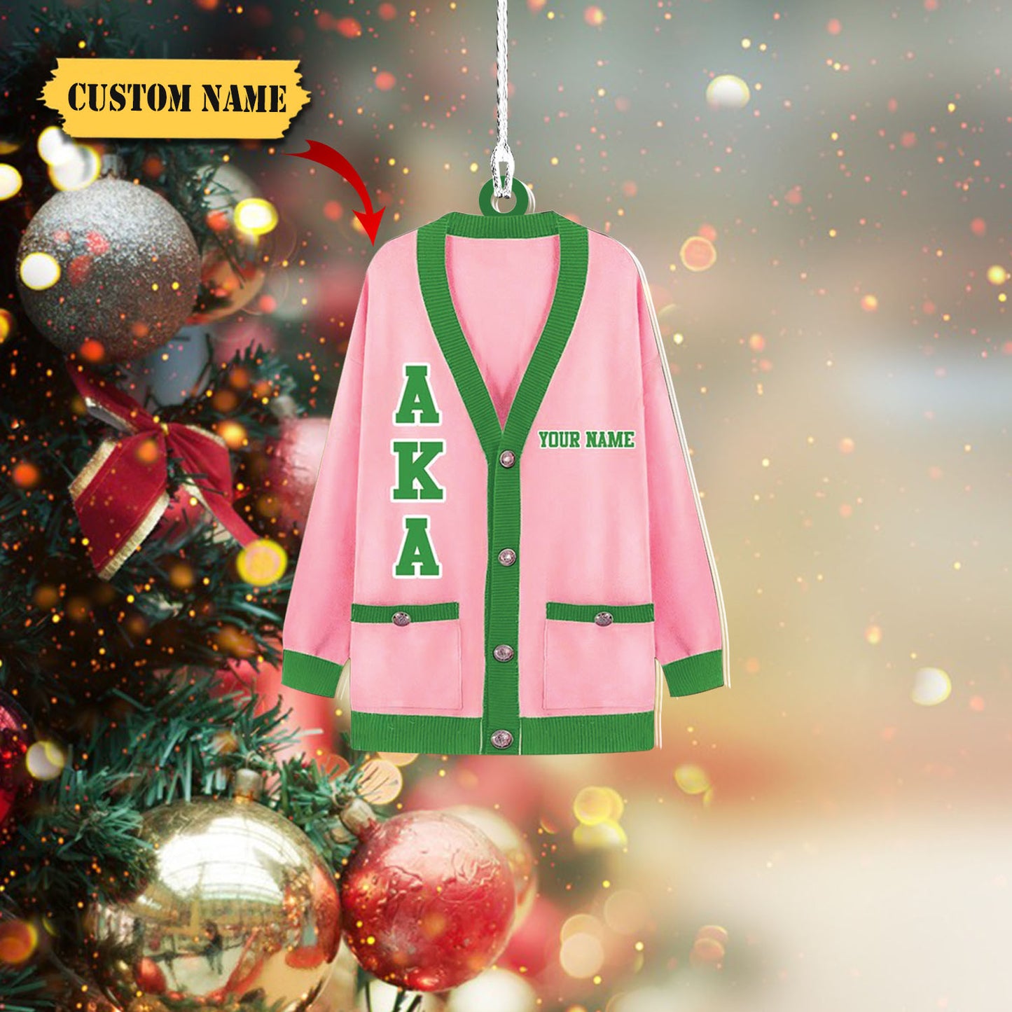 Alpha kappa alpha christmas ornaments - AKA Custom Shaped Ornament, Custom Christmas Ornament, Ornament Christmas, Ornament For Gift