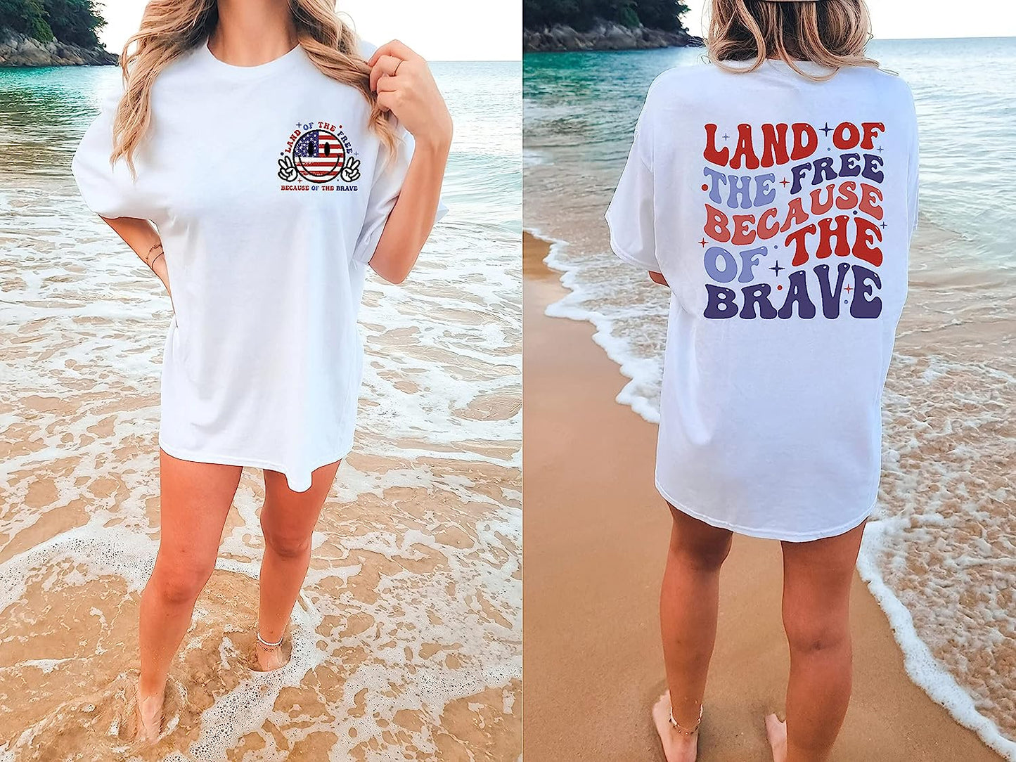 America Land Of The Free Because Of The Brave Tshirt, Fourth Of July Shirts For Women, Crewneck Sweatshirts, 4th Of July Outfits For Women Trendy, American Flag Shirt, USA Plus Size Patriotic Tees3