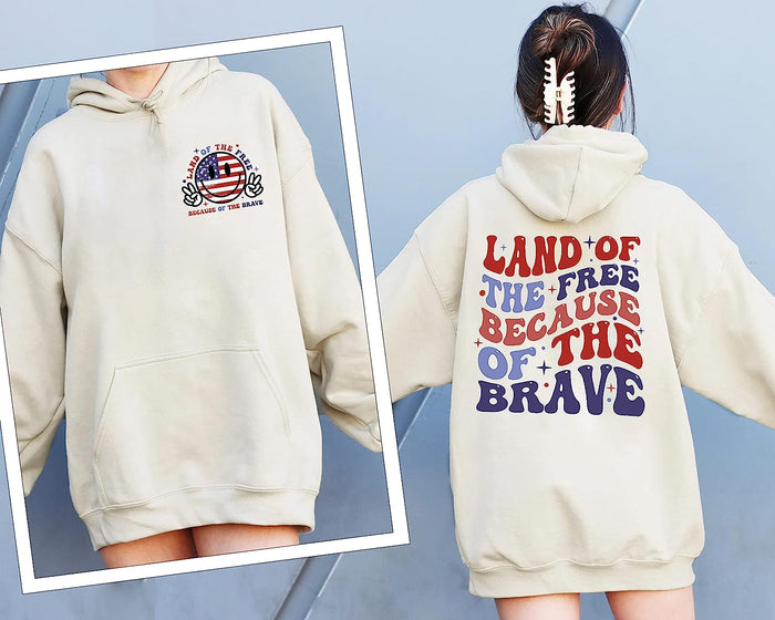 America Land Of The Free Because Of The Brave Tshirt, Fourth Of July Shirts For Women, Crewneck Sweatshirts, 4th Of July Outfits For Women Trendy, American Flag Shirt, USA Plus Size Patriotic Tees6
