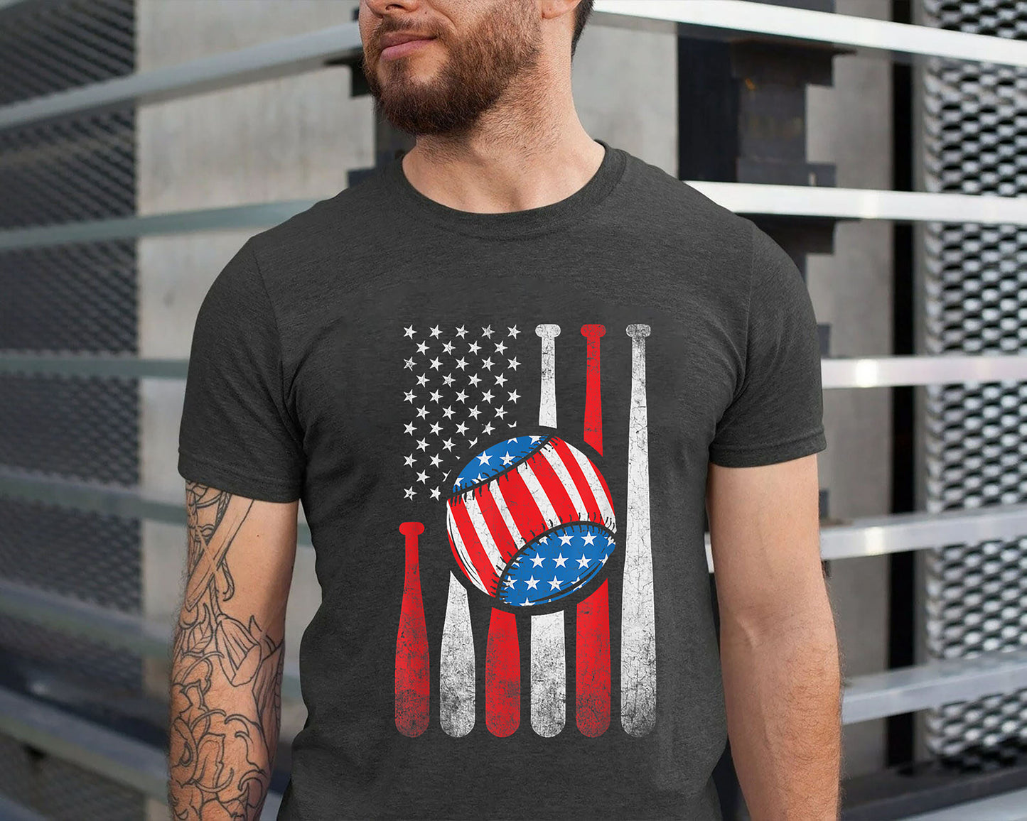 American Flag Baseball Shirt, 4th of July Shirt, USA Flag Baseball Gift, Patriotic Baseball Graphic Tee