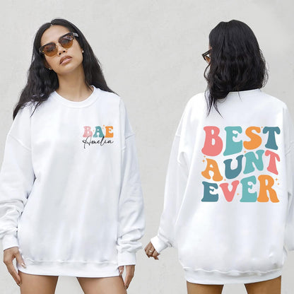 BAE Best Aunt Ever Sweatshirt - Custom Name Aunt Sweatshirt, New Aunt Shirt, Aunt to Be Sweater, Auntie Sweatshirt