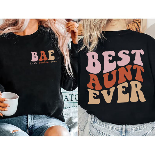 BAE Best Aunt Ever Sweatshirt, Groovy New Aunt Shirt, Gifts for Auntie, Aunt To Be Hoodie, Pregnancy Announcement shirt, Auntie Sweatshirt