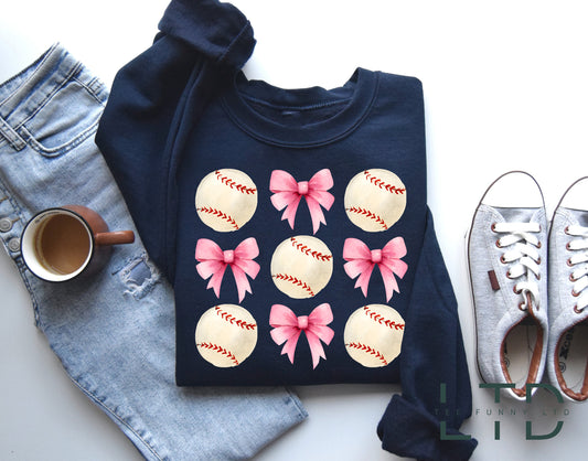 Sweatshirt Bow Coquette Baseball, Crewneck Gleoite Baseball, Sweatshirt Baseball, Geansaí Baseball Do Mhamaí, Outfit Baseball, Bronntanas Baseball