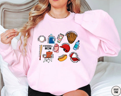 Geansaí Mam Baseball, Léine Mama Baseball, Léine Baseball do Mhná, geansaí Mam Spóirt, Léine Crewneck Lá Cluiche, Cochaillín Cool Mam