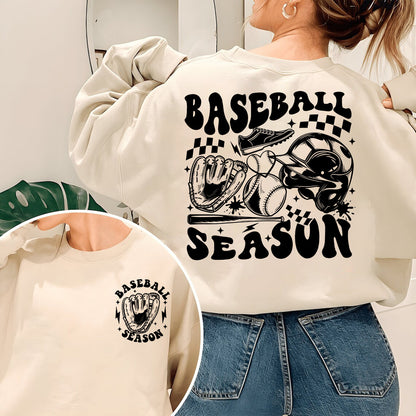 Sweatshirt cnámharlach baseball, Léine Baseball Séasúr, Bronntanas Lover Baseball, Léine Baseball, Léine Foirne Baseball, Léine Séasúir