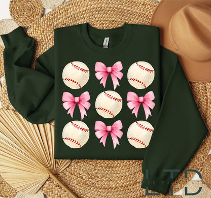 Sweatshirt Bow Coquette Baseball, Crewneck Gleoite Baseball, Sweatshirt Baseball, Geansaí Baseball Do Mhamaí, Outfit Baseball, Bronntanas Baseball