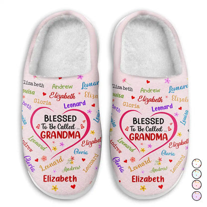 Blessed To Be Called Grandma Nana - Personalized Fluffy Slippers