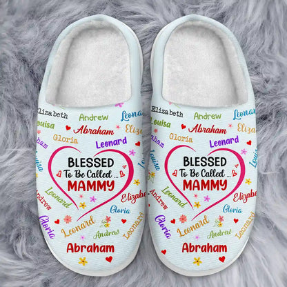 Blessed To Be Called Grandma Nana - Personalized Fluffy Slippers