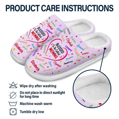 Blessed To Be Called Grandma Nana - Personalized Fluffy Slippers