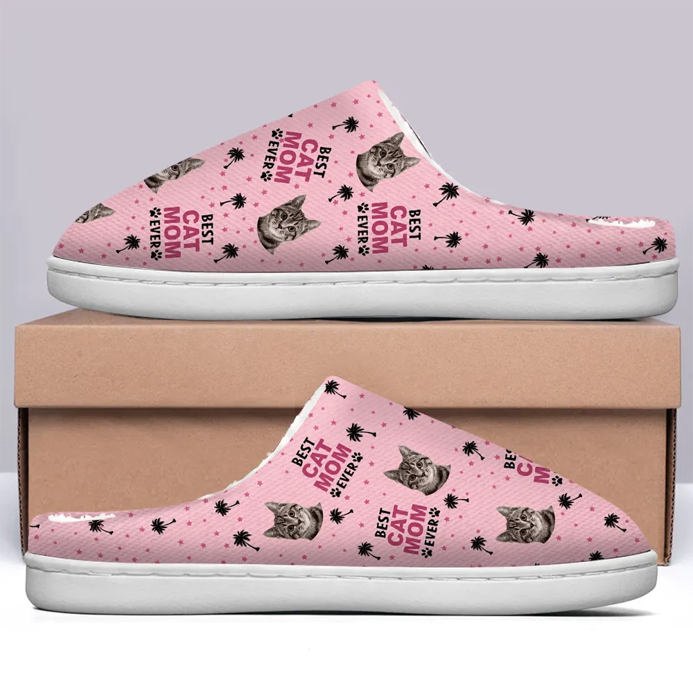 Custom Photo Best Dog Cat Dad Mom Ever - Personalized Fluffy Slippers