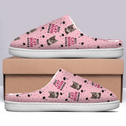 Custom Photo Best Dog Cat Dad Mom Ever - Personalized Fluffy Slippers