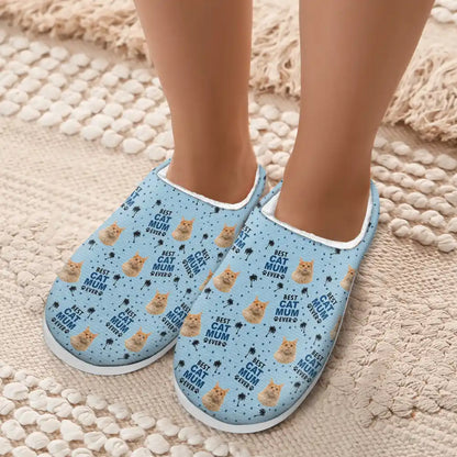 Custom Photo Best Dog Cat Dad Mom Ever - Personalized Fluffy Slippers