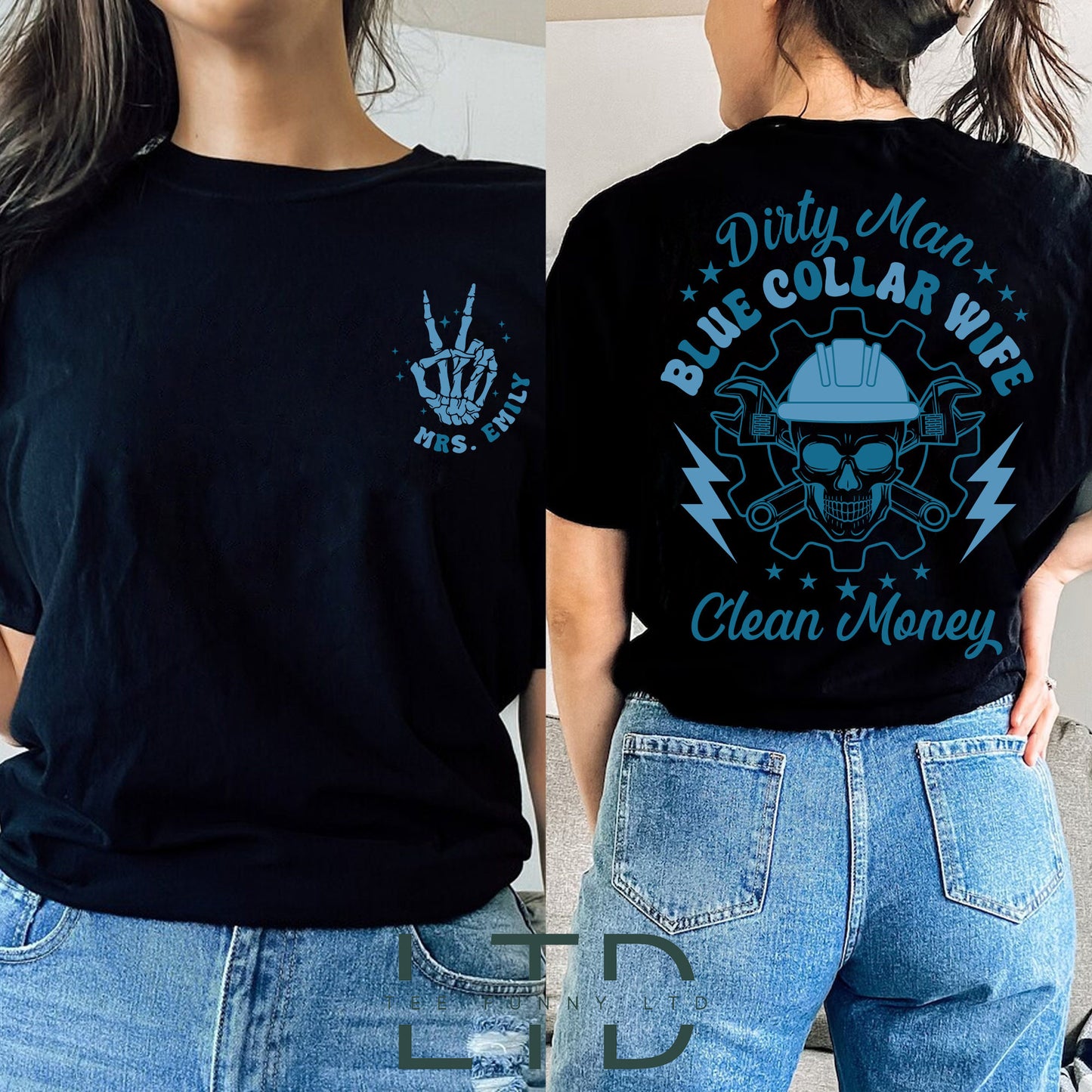 Léine Chlub Mná Céile Collar Gorm, Léine Collar Gorm, Bronntanais Greannmhar Banchéile, Geansaí Banchéile Collar Gorm, Bronntanas Lá na Máithreacha, Léine Greannmhar Collar Gorm