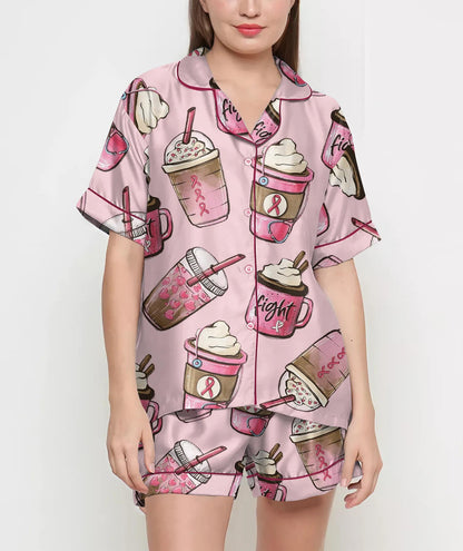 Breast Cancer Gifts, Breast Cancer Shirt, Pajamas Satin Set, Breast Cancer Awareness, Mother Gift, Gift For Women, Pink Ribbon Breast Cancer