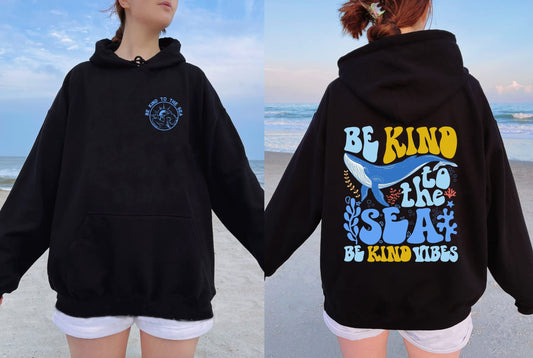 Be Kind To The Sea Hoodie, Summer Holiday Hoodie, Beach Vacation Sweatshirt, Coconut Girl Aesthetic, Ocean Beach Surf T-Shirt, Trendy Shirt