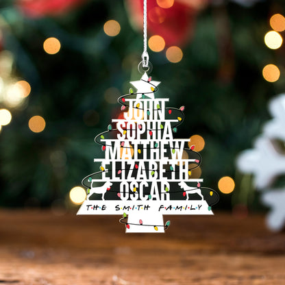 Teaghlach Pearsanta Le Ornáid Madraí Beagle Nollag, Ornáid Crann Nollag , Crann Nollag Pearsantaithe don Teaghlach, Nollag Don Teaghlach