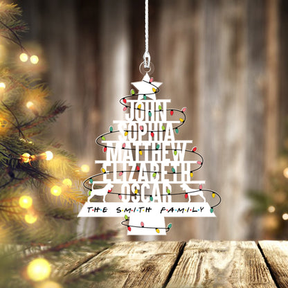 Teaghlach Pearsanta Le Ornáid Madraí Beagle Nollag, Ornáid Crann Nollag , Crann Nollag Pearsantaithe don Teaghlach, Nollag Don Teaghlach