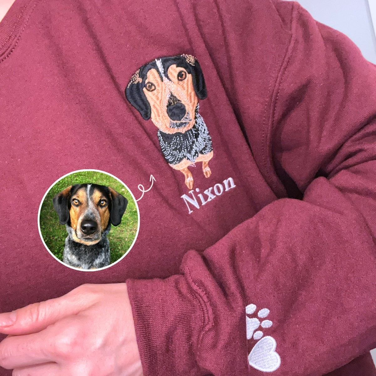 Beagle Sweatshirt or Hoodie, Custom Embroidered Gift from Photo Name
