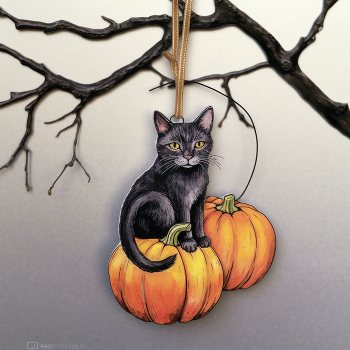 Black Cat Witch Ornament, Black Cat Happy Halloween Ornament, Funny Black Cat Ornament, Lovely Cat Ornament, Black Cat Lovers Gift,Car Decor