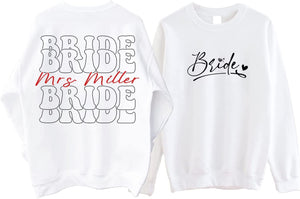 Bride Personalized Sweatshirt, Customized Bride Mrs Last Name Sweatshirt, New Mrs Sweatshirt, Wifey Sweatshirt, Bride Shirt, Fiance Shirt