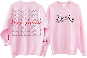 Bride Personalized Sweatshirt, Customized Bride Mrs Last Name Sweatshirt, New Mrs Sweatshirt, Wifey Sweatshirt, Bride Shirt, Fiance Shirt